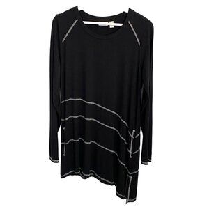 LOGO by Lori Goldstein Sz S Lagenlook Black/White Stitching‎ Pockets Split Hem